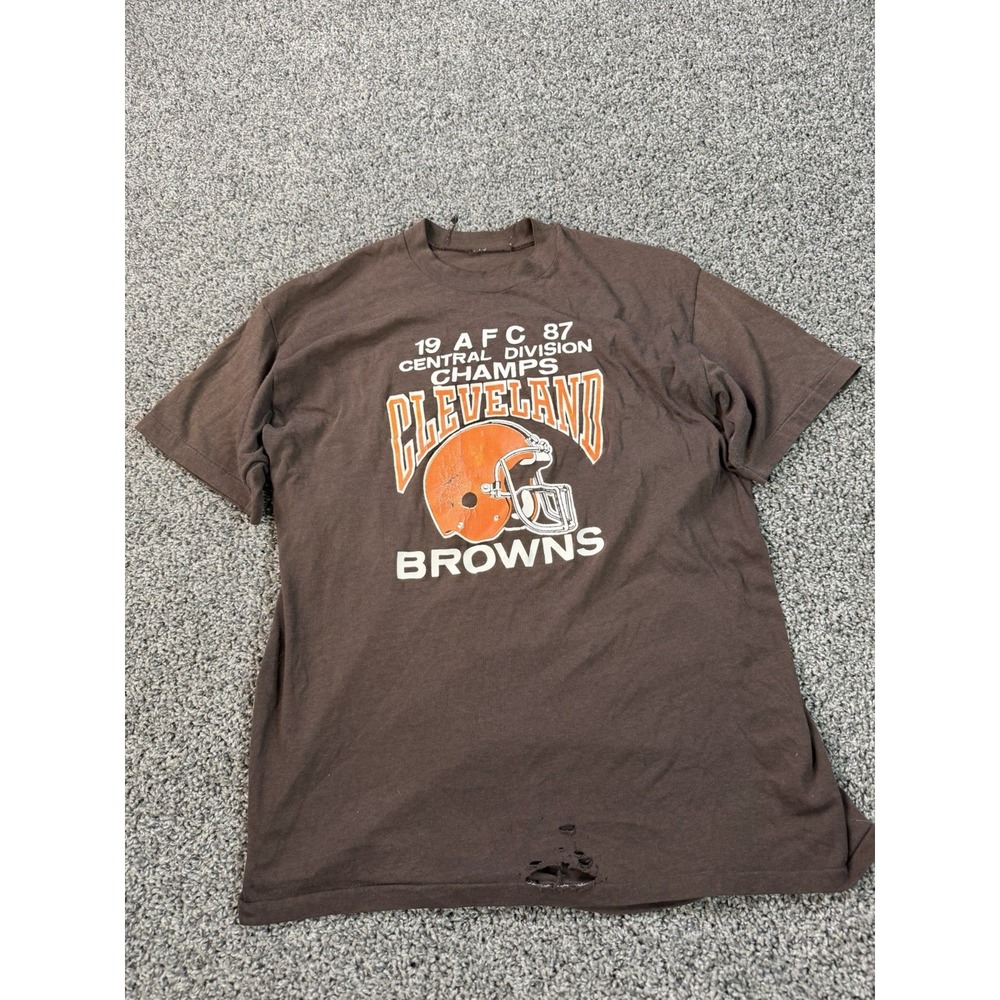 Vintage 80s Cleveland Browns NFL Short Sleeve T Shirt Men's Size Medium Brown